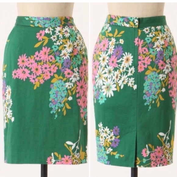 Anthropologie Dresses & Skirts - {Anthropologie} Odille Green Floral Pencil Skirt